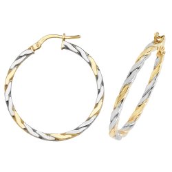 9ct Gold 2 Tone Twisted Hoops ER1041YW-