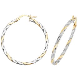 9ct Gold 2 Tone Twisted Hoops ER1041YW-