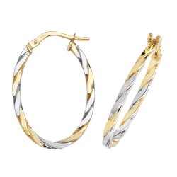 9ct Gold 2 Tone Twisted Oval Hoops ER1041YW-