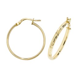 9ct Gold Diamond Cut Hoops ER1042-