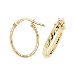 9ct Gold Diamond Cut Oval Hoops ER1042-
