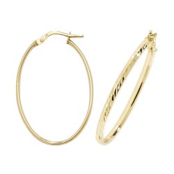 9ct Gold Diamond Cut Oval Hoops ER1042-