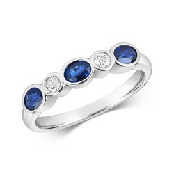 Diamond & Sapphire Rubover Eternity Ring In 18ct White Gold 
