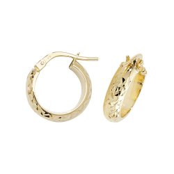 9ct Gold Diamond Cut Hoops ER1044-