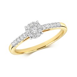 Diamond Brilliant Illusion Solitaire Ring In 9ct Gold 