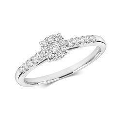 Diamond Brilliant Illusion Solitaire Ring In 9ct White Gold 