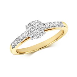 Diamond Brilliant Illusion Solitaire Ring In 9ct Gold 