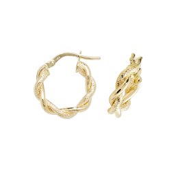 9ct Gold Diamond Cut Plaited Hoops ER1045-