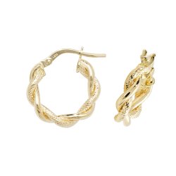 9ct Gold Diamond Cut Plaited Hoops ER1045-