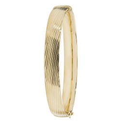 9ct Gold Lined Design Chunky Hinged Bangle 