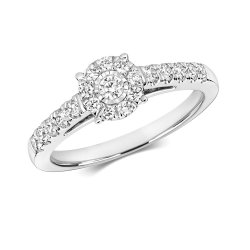 Diamond Brilliant Illusion Solitaire Ring In 9ct White Gold 