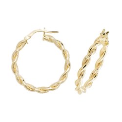 9ct Gold Diamond Cut Plaited Hoops ER1045-