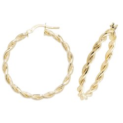 9ct Gold Diamond Cut Plaited Hoops ER1045-