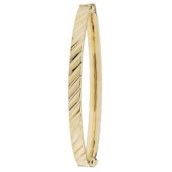 9ct Gold Lined Design Hinged Bangle 