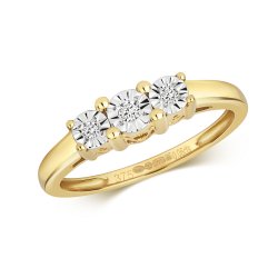 Diamond Illusion Set Trilogy Ring In 9ct Gold 