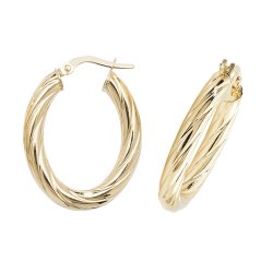 9ct Gold Twisted Oval Hoops ER1059-