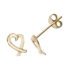9ct Gold Heart Studs 