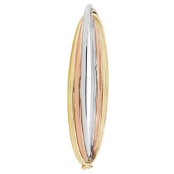 9ct Gold Tricolour Entwined Hinged Bangle 