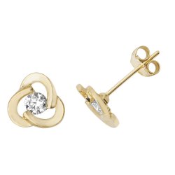 9ct Gold Cz Set Interlocking Studs 