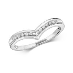 Diamond Chanel Set Wishbone Ring In 9ct White Gold 
