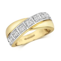 Diamond Illusion Set Half Eternity Crossover Ring In 9ct Gold 