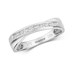 Diamond Channel Set Half Eternity Crossover Ring In 9ct White Gold 