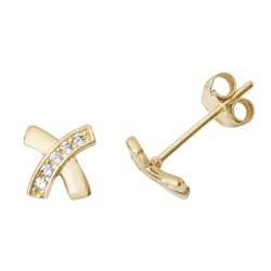 9ct Gold Cz X Studs 