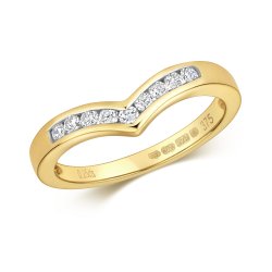 Diamond Chanel Set Wishbone Ring In 9ct Gold 