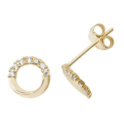 9ct Gold Cz Circle Studs 