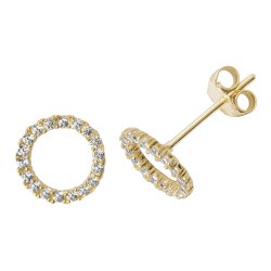 9ct Gold Cz Circle Studs 