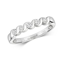Diamond Half Eternity Wave Ring In 9ct White Gold 