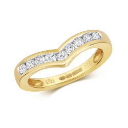 Diamond Chanel Set Wishbone Ring In 9ct Gold 