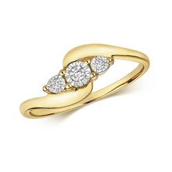 Diamond Illusion Set Crossover Trilogy Ring In 9ct Gold 
