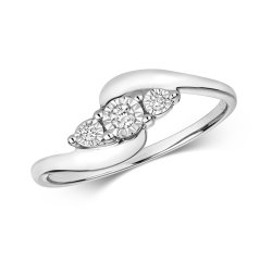 Diamond Illusion Set Crossover Trilogy Ring In 9ct White Gold 