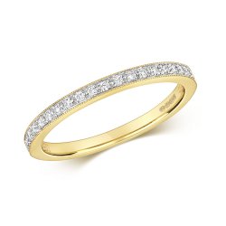 Diamond Grain Set Half Eternity Ring In 9ct Gold 