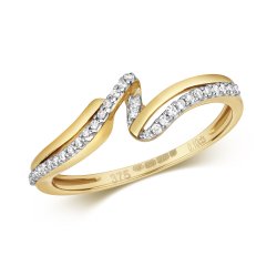 Diamond Claw Set Wave Ring In 9ct Gold 