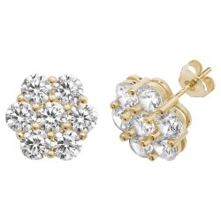 9ct Gold Cz Flower Studs 