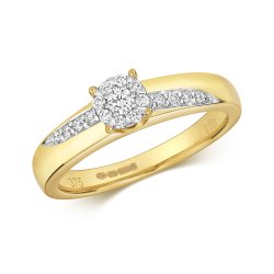 Diamond Brilliant Set Crossover Ring In 9ct Gold 