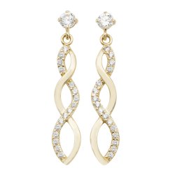 9ct Gold Cz Infinity Plaited Drops 