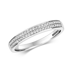 Diamond Grain Set 2 Row Eternity Ring In 9ct White Gold 