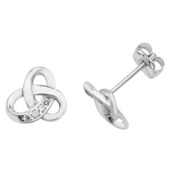 9ct White Gold Cz Celtic Studs 