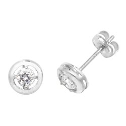 9ct White Gold Cz Round Studs 