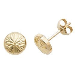 9ct Gold Diamond Cut Button Studs 