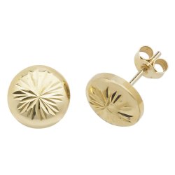 9ct Gold Diamond Cut Button Studs 