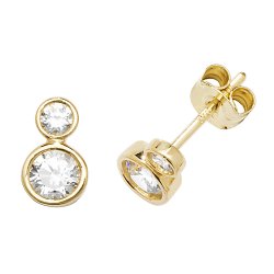 9ct Gold Double Cz Bezel Studs 