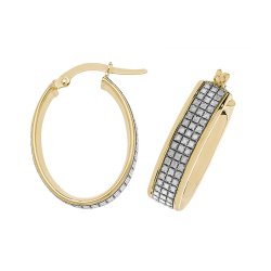 9ct Gold Moondust Oval Hoops ER1064-