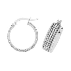 9ct White Gold Moondust Hoops ER1064W-