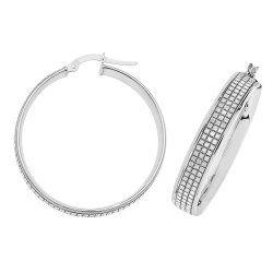 9ct White Gold Moondust Hoops ER1064W-
