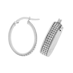 9ct White Gold Moondust Oval Hoops ER1064W-