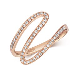 Diamond Wave Ring In 18ct Rose Gold 